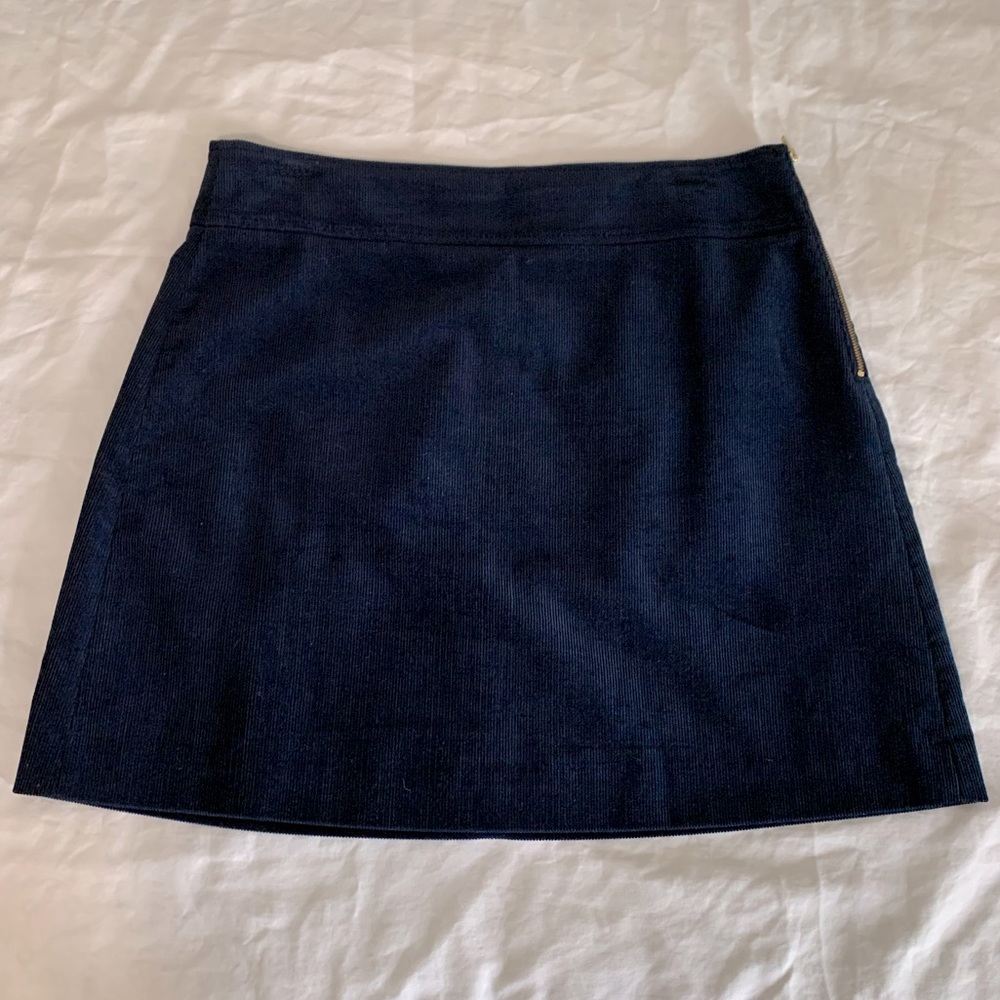 J Crew Navy Corduroy Mini Skirt Sz 8